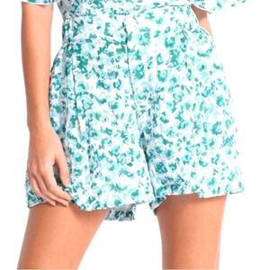 NWT Molly Bracken Carmen off white blue green floral woven shorts size M